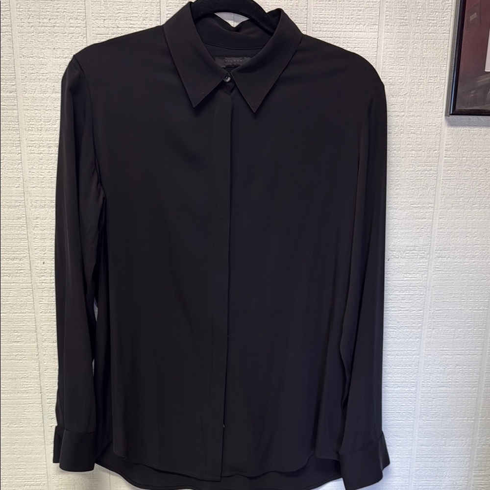 The Row Black Silk Button Front Blouse
